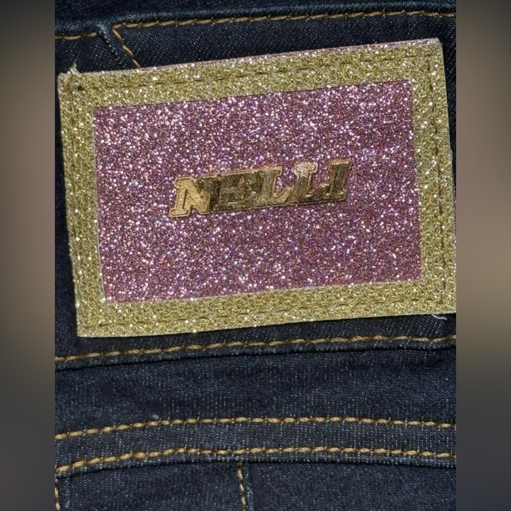 NWT Nelli Denim Jeans 9/10 Tall Skinny Bling Sparkly Dark Wash Pants 30x32 - Picture 8 of 10